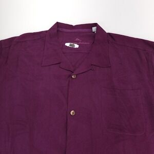Tommy Bahama Silk Camp Shirt Men's‎ Size 3XL Red Palm Textured Embossed EUC